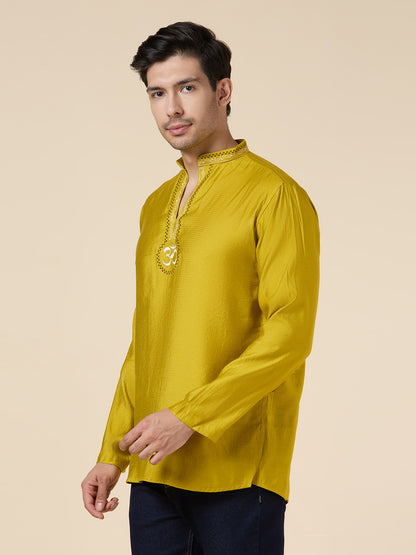 Mens Silk Resham Embroidered Work Kurta - Roop Darshan