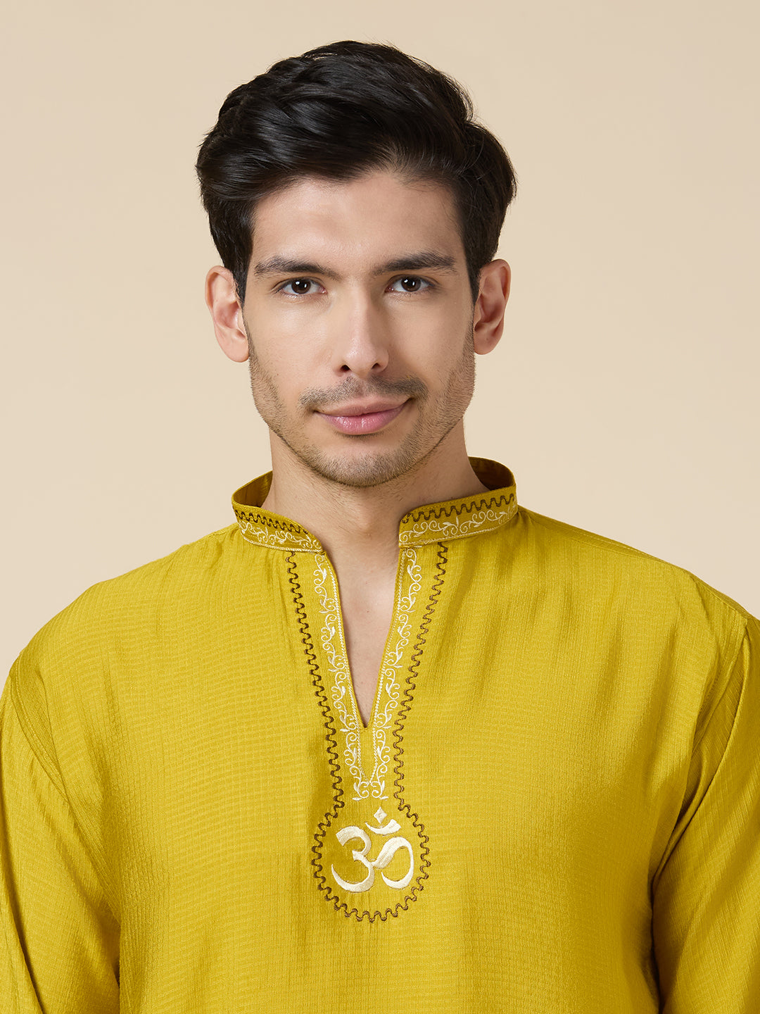Mens Silk Resham Embroidered Work Kurta - Roop Darshan