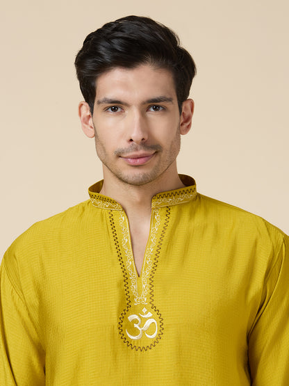 Mens Silk Resham Embroidered Work Kurta - Roop Darshan