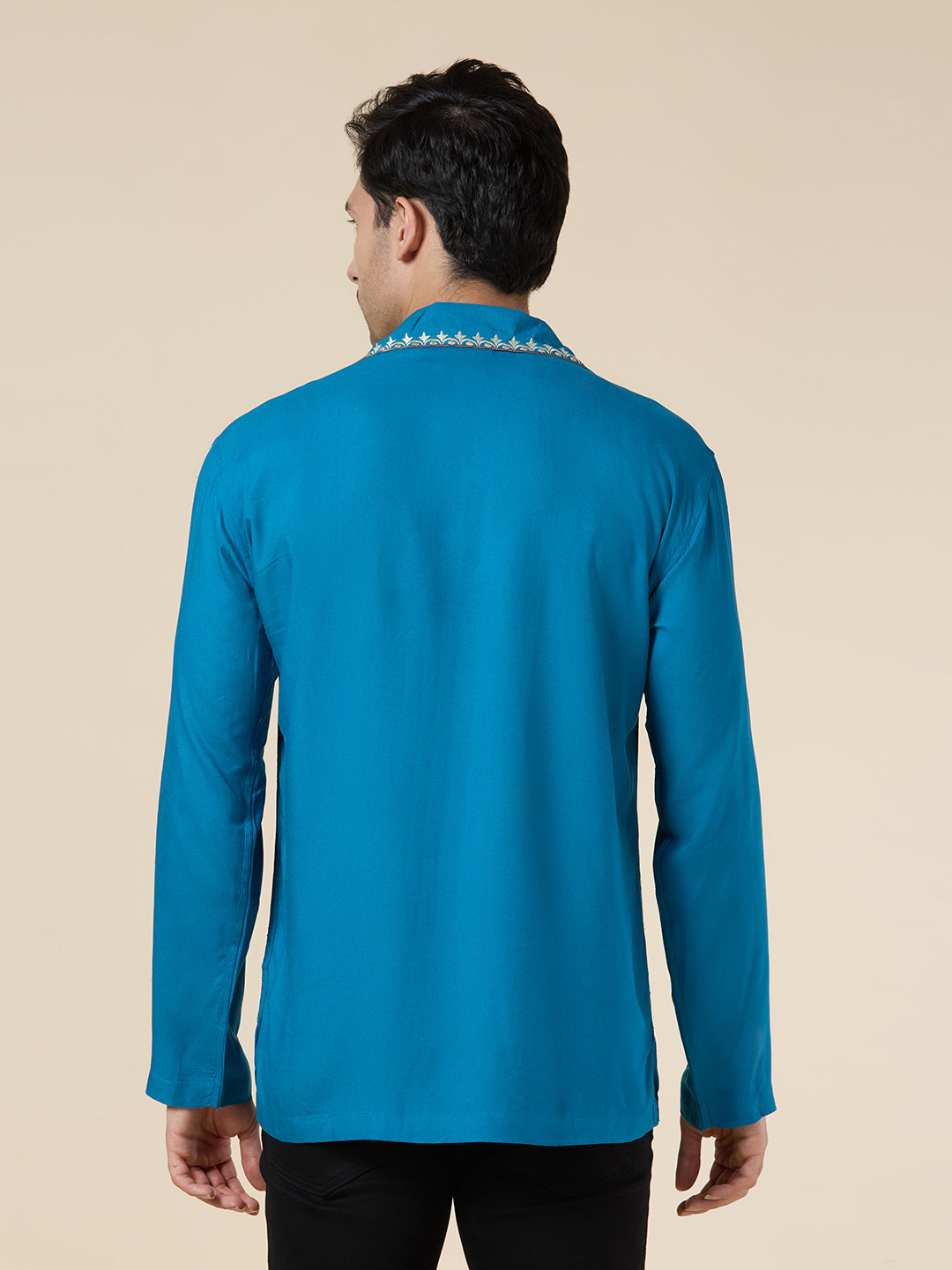 Mens Silk Resham Embroidered Work Kurta - Roop Darshan