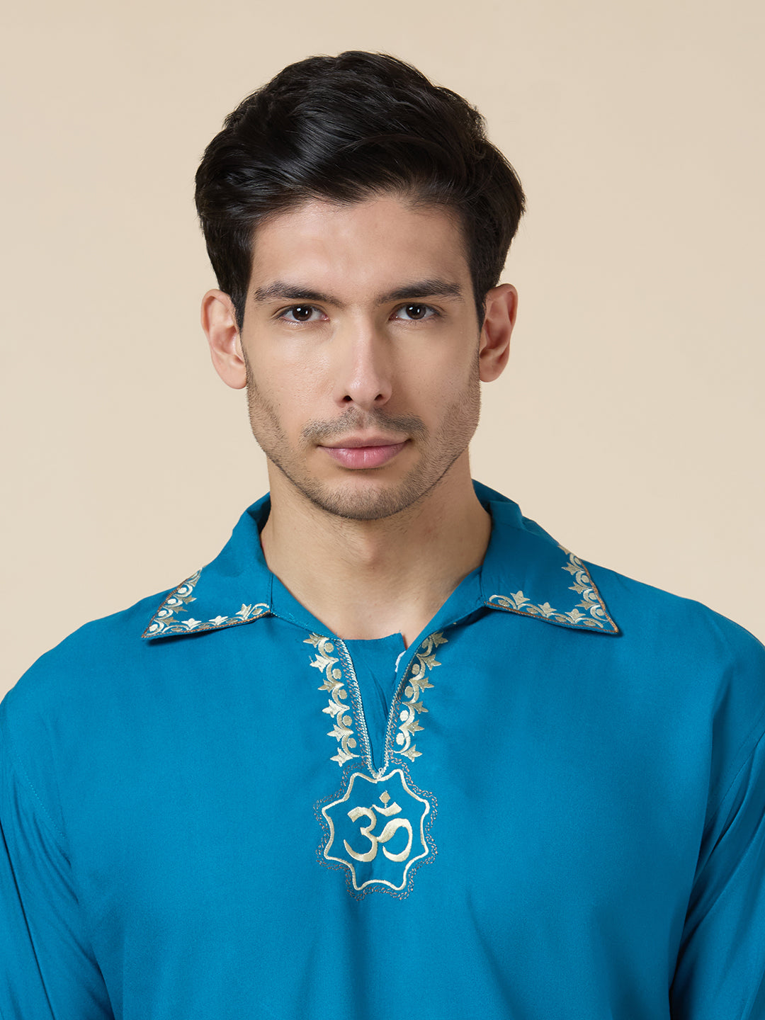 Mens Silk Resham Embroidered Work Kurta - Roop Darshan