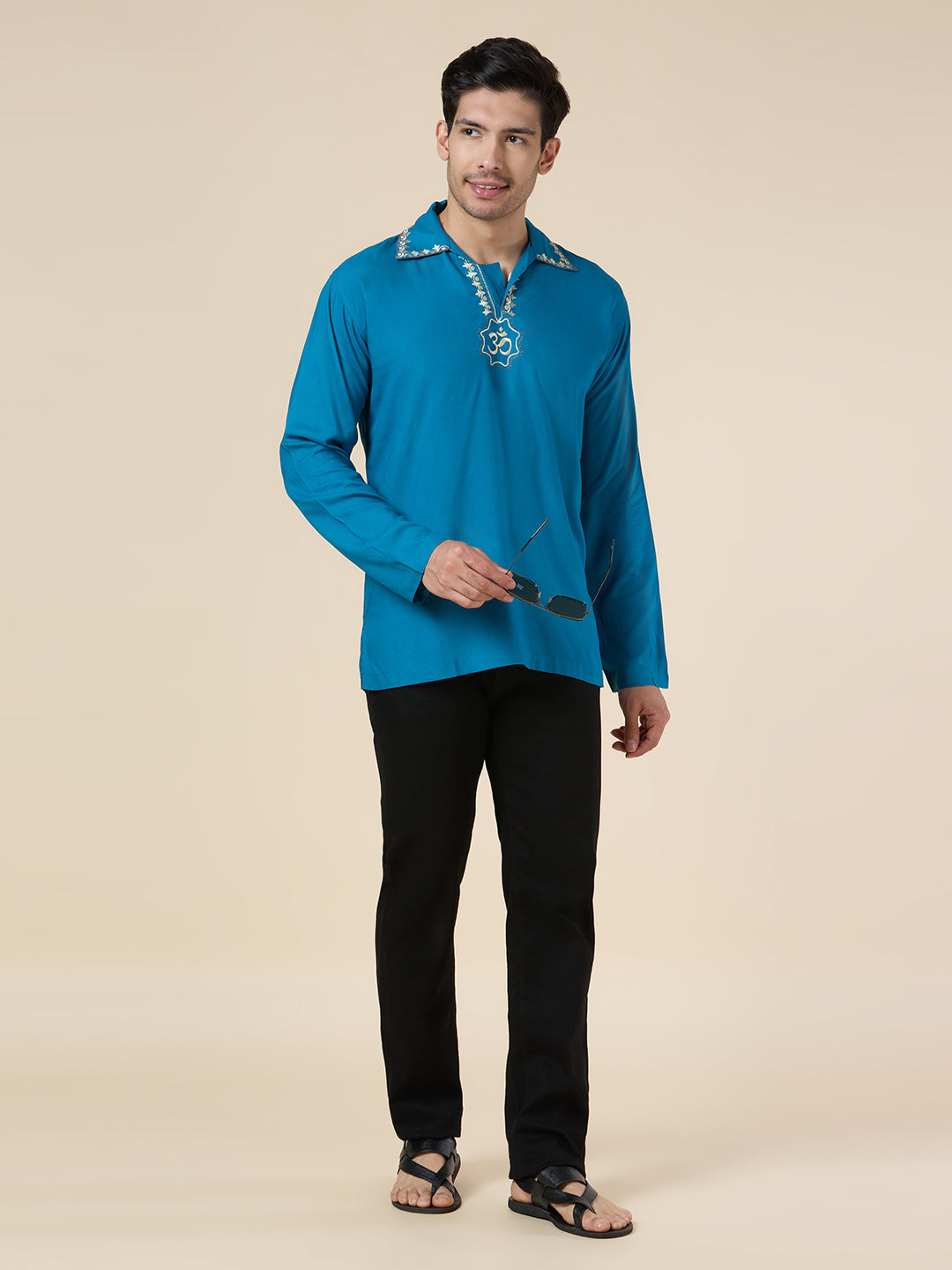 Mens Silk Resham Embroidered Work Kurta - Roop Darshan