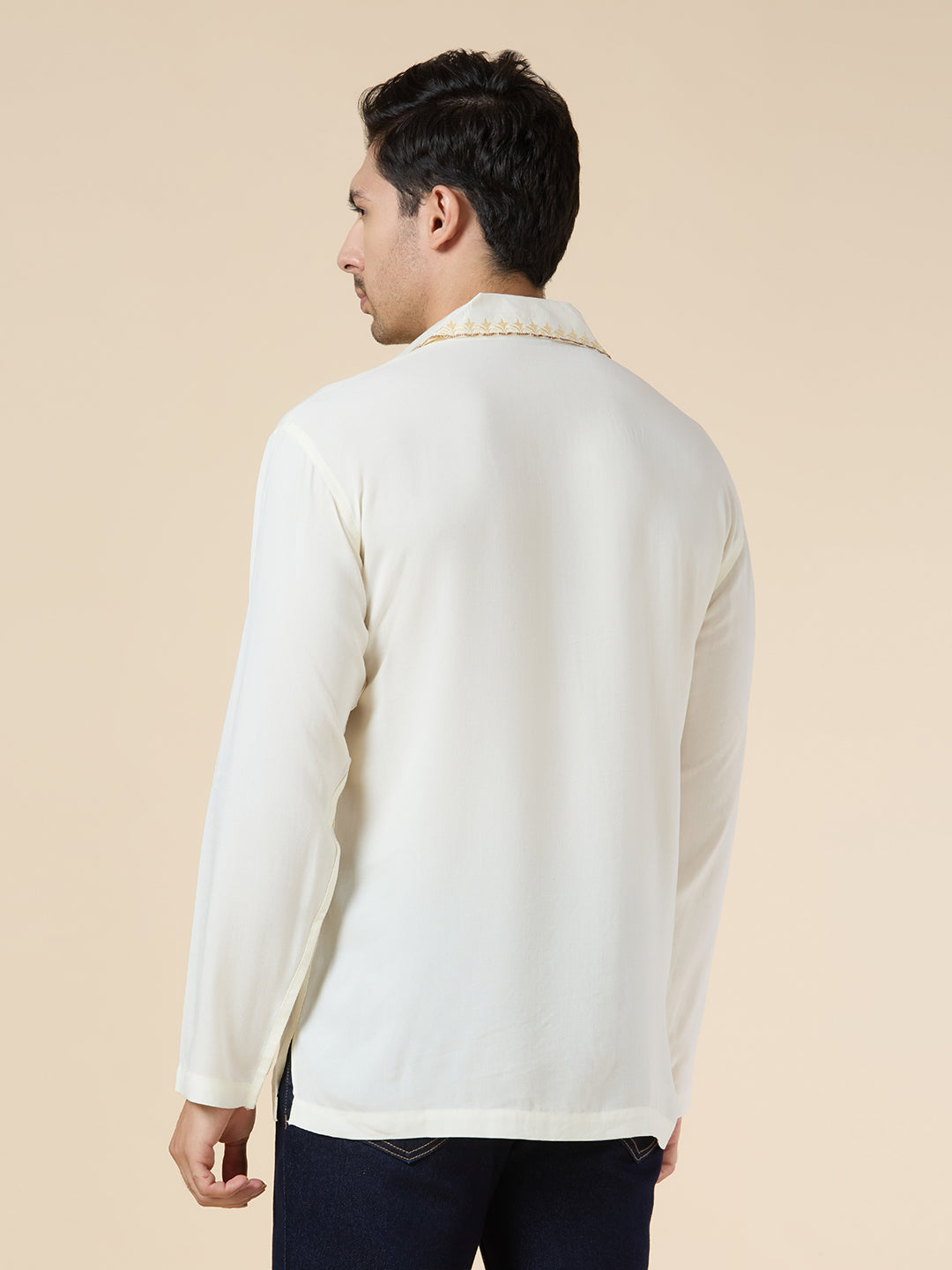 Mens Silk Resham Embroidered Work Kurta - Roop Darshan