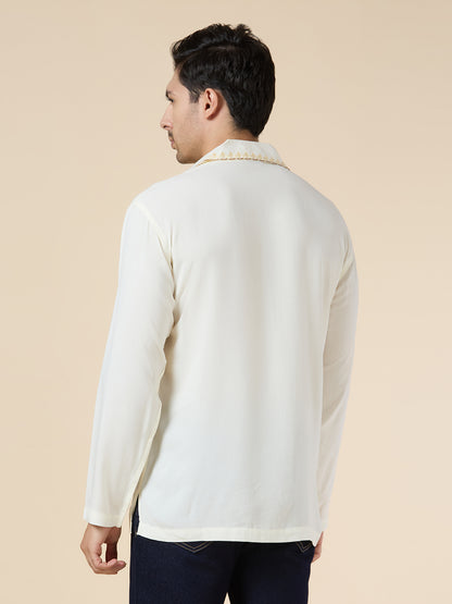 Mens Silk Resham Embroidered Work Kurta - Roop Darshan