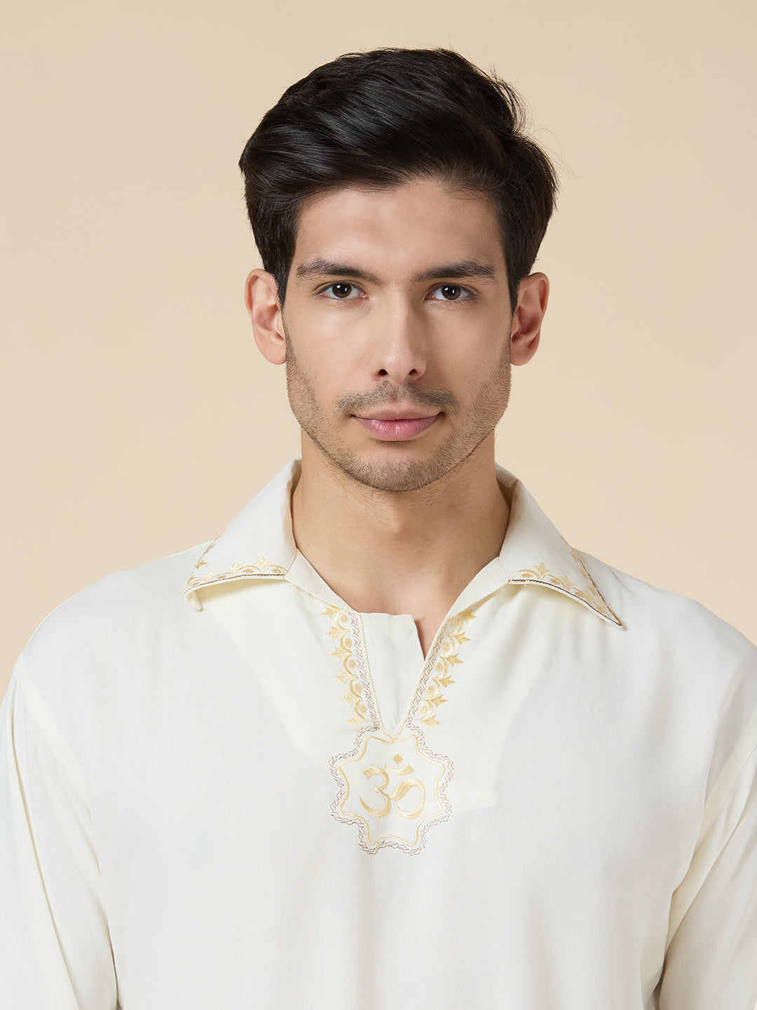 Mens Silk Resham Embroidered Work Kurta - Roop Darshan