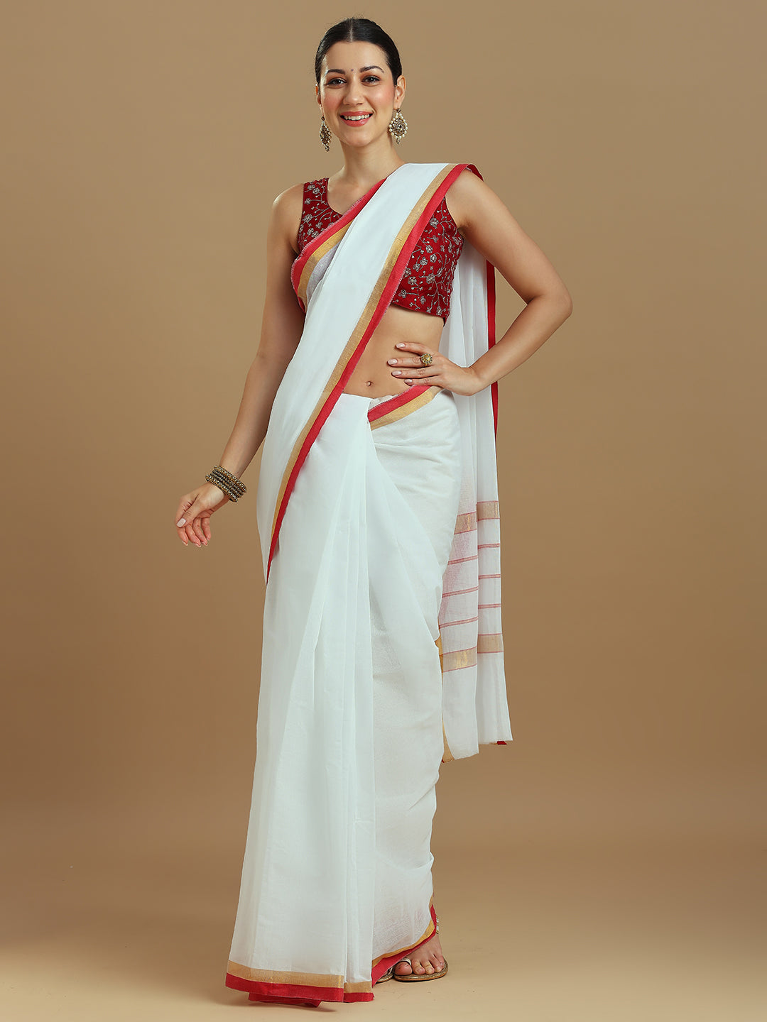 Onam Red Kasavu Saree