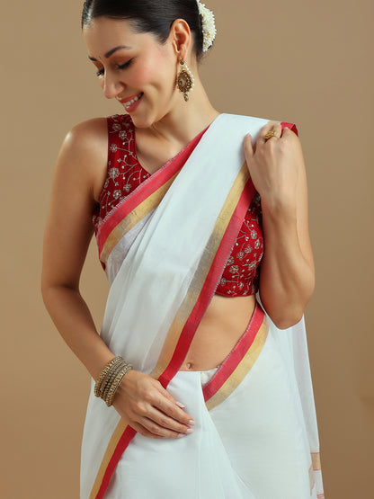 Onam Red Kasavu Saree