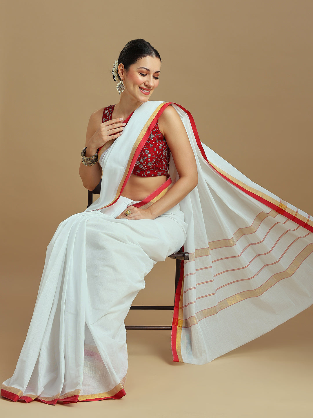 Onam Red Kasavu Saree