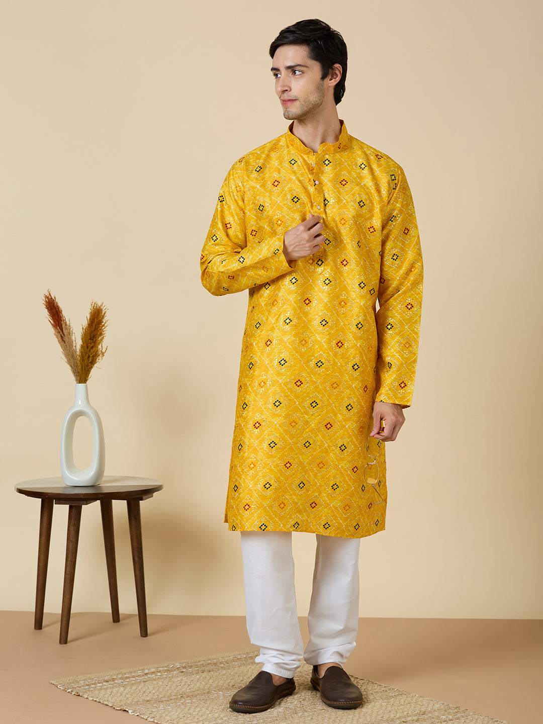 Dhruv Printed Silk Kurta Pyjama