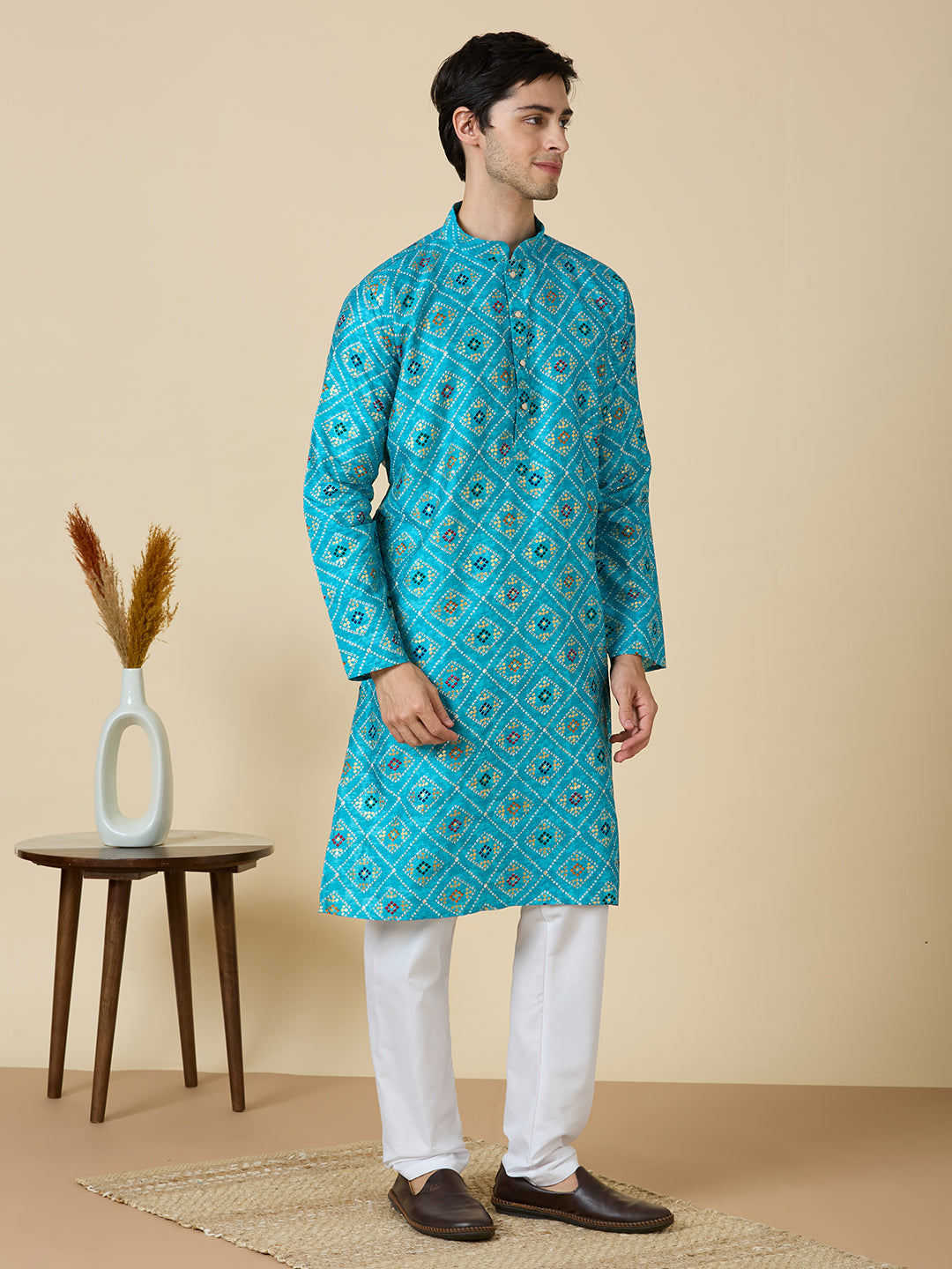 Dhruv Printed Silk Kurta Pyjama
