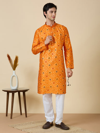 Dhruv Printed Silk Kurta Pyjama