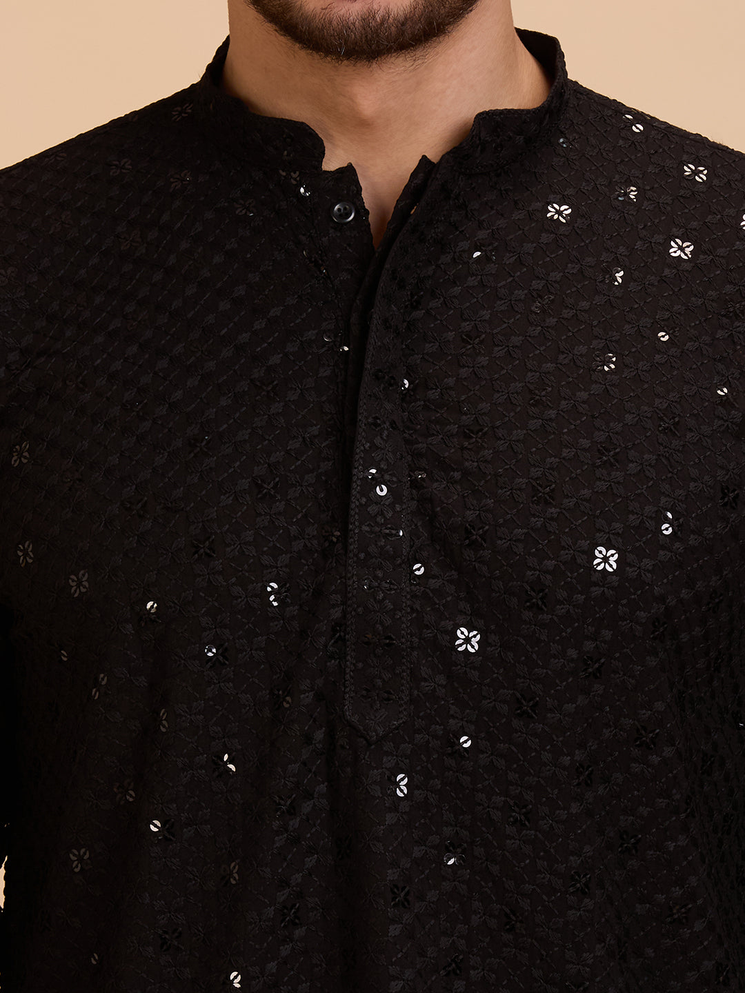 Mens Rayon Chiken-kari Work Kurta - Roop Darshan