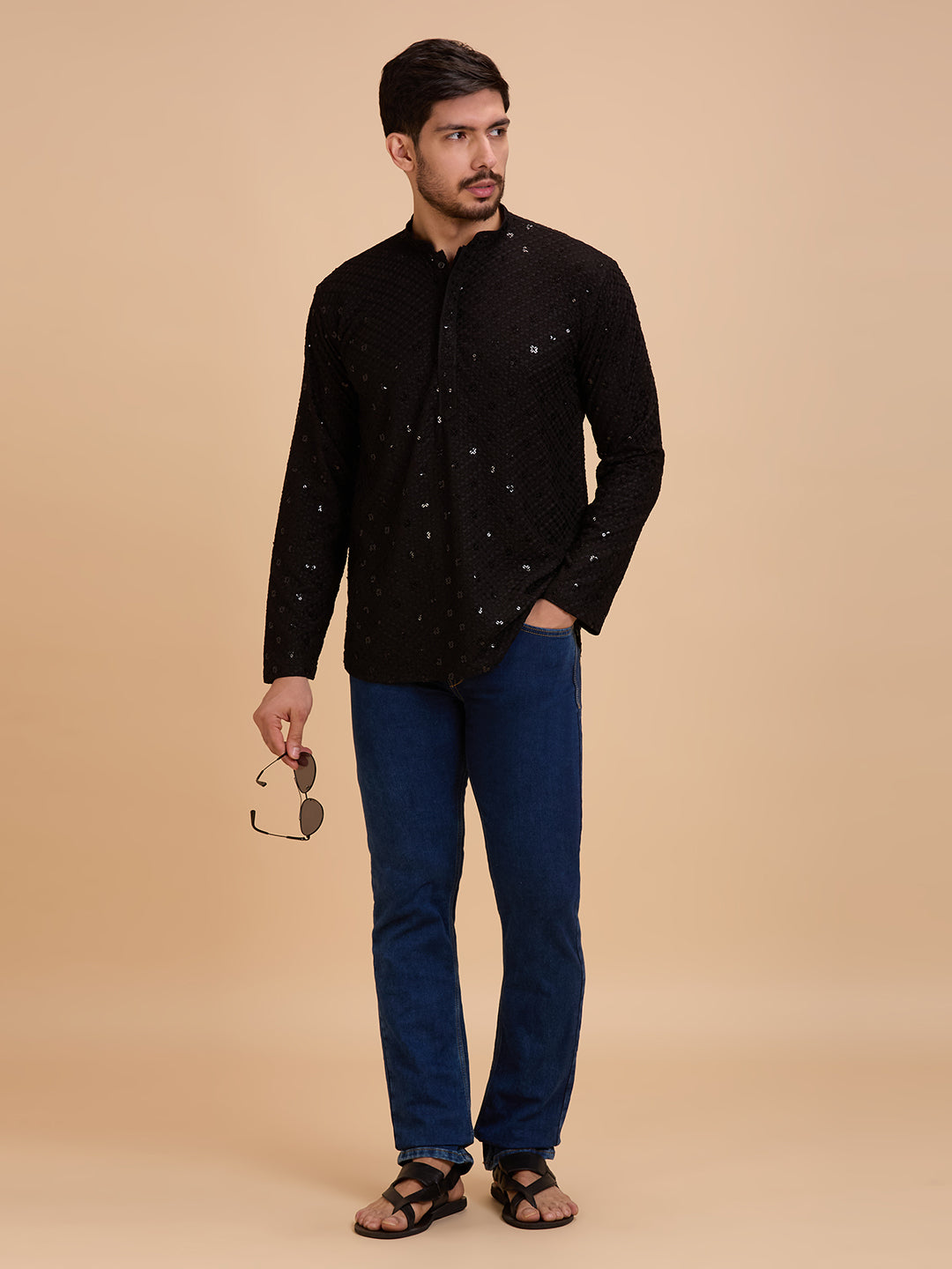 Mens Rayon Chiken-kari Work Kurta - Roop Darshan