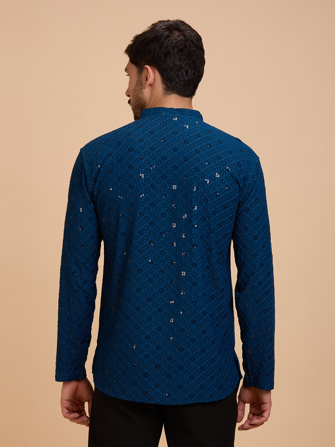 Mens Rayon Chiken-kari Work Kurta - Roop Darshan