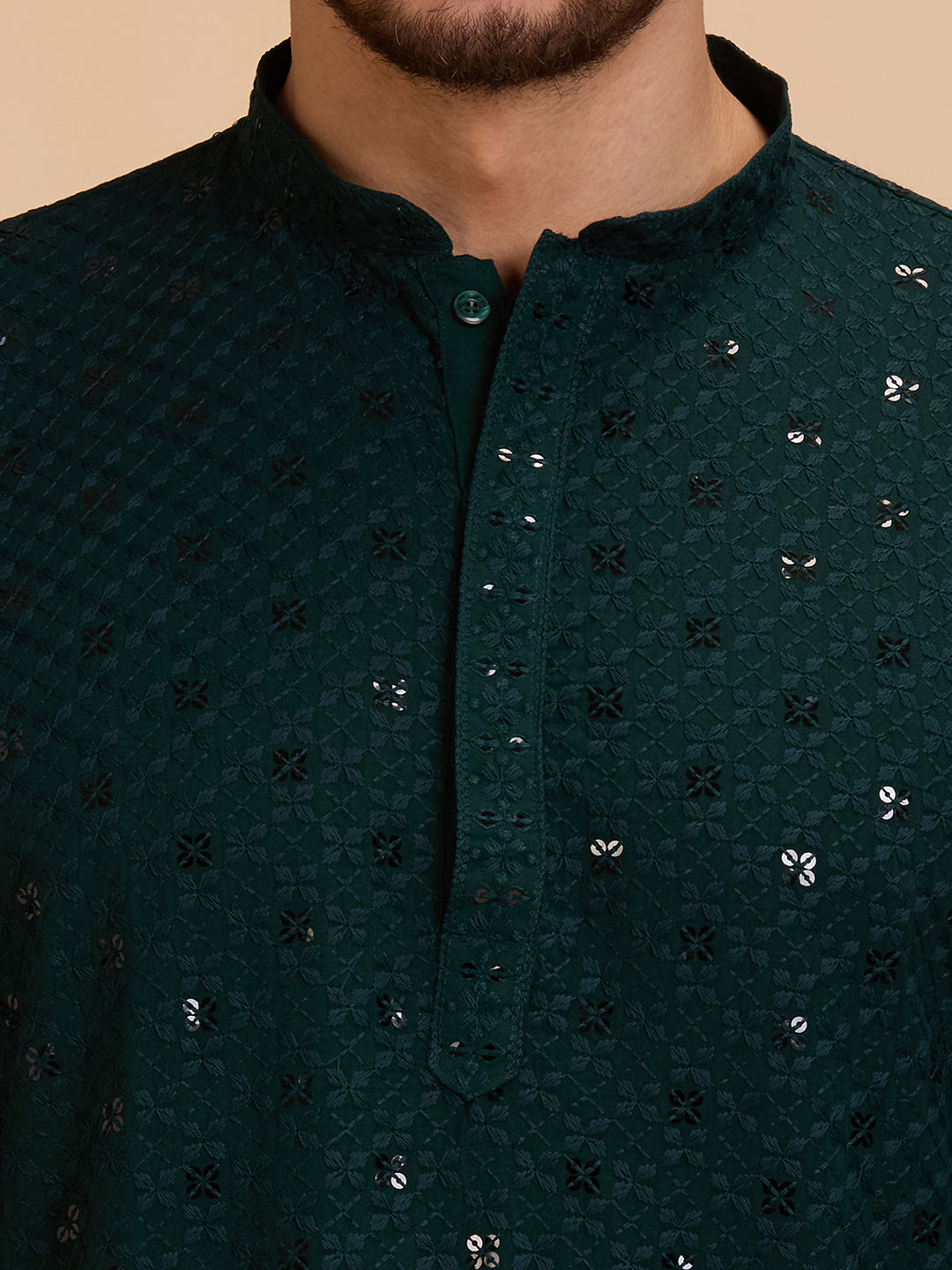 Mens Rayon Chiken-kari Work Kurta - Roop Darshan