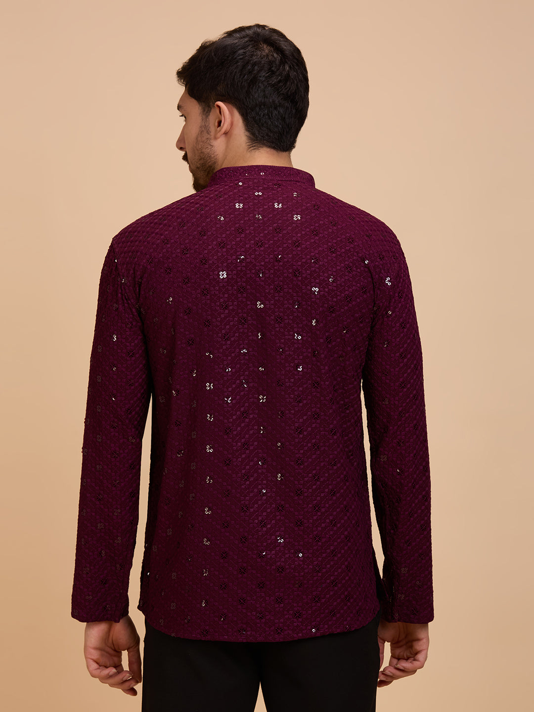 Mens Rayon Chiken-kari Work Kurta - Roop Darshan