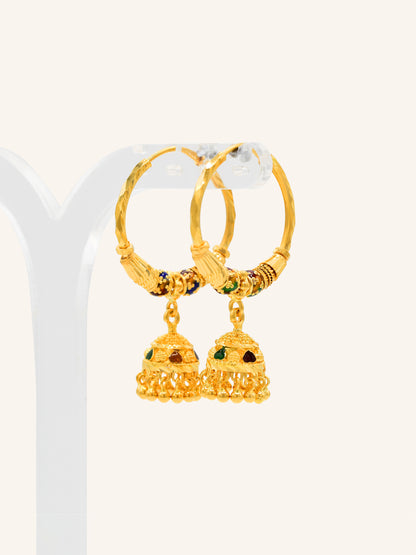 22ct Gold Minakari Jhumki Bali