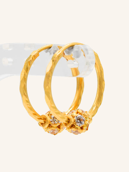 22ct Gold CZ Ball Bali