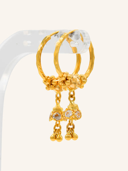 22ct Gold CZ Ball Jhumki Bali