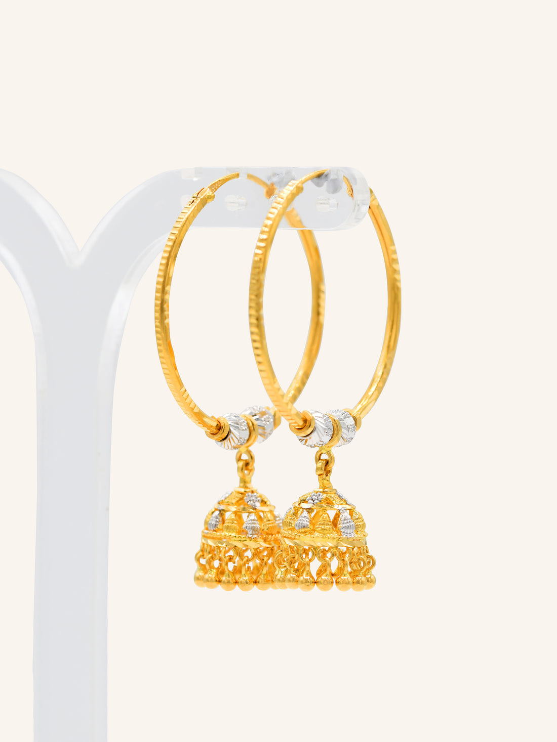 22ct Gold Two Tone Ball Jhumki Bali