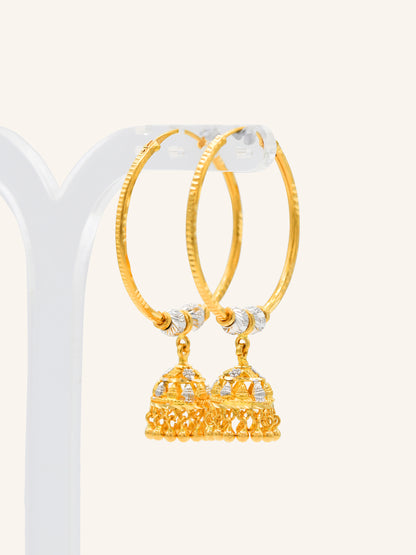 22ct Gold Two Tone Ball Jhumki Bali