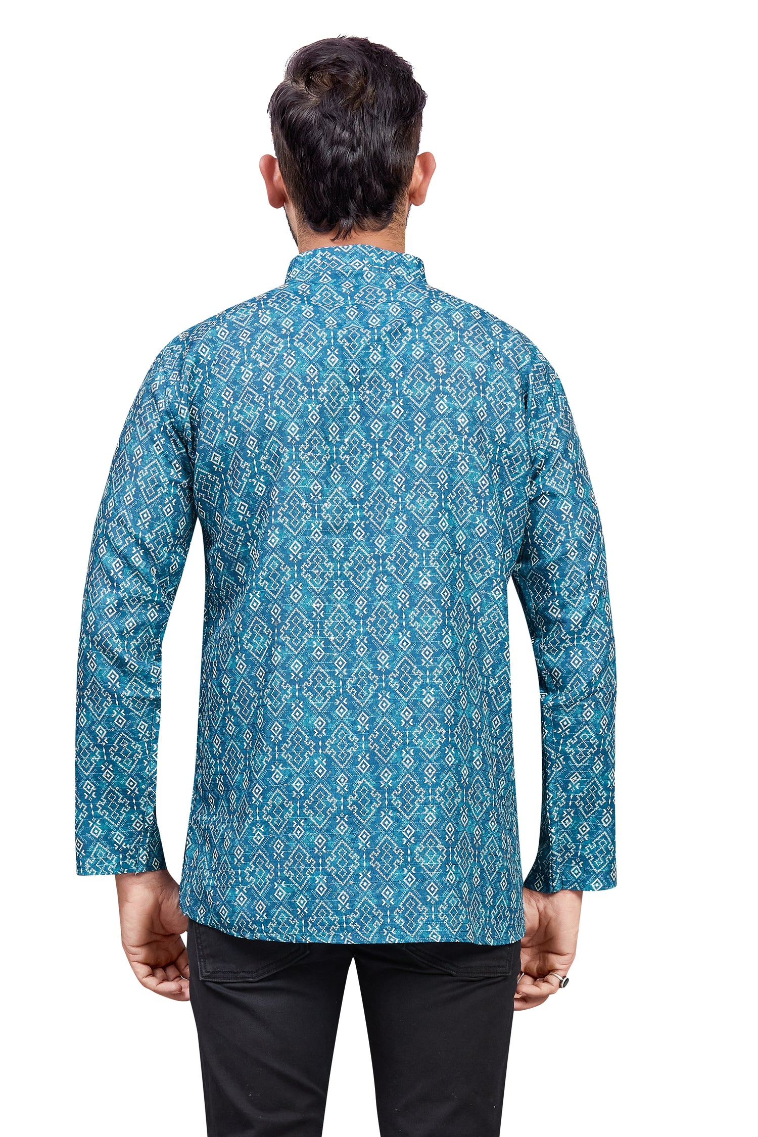 Mens Cotton Silk Printed Kurta - Roop Darshan