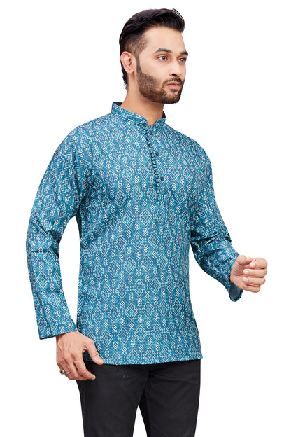 Mens Cotton Silk Printed Kurta - Roop Darshan