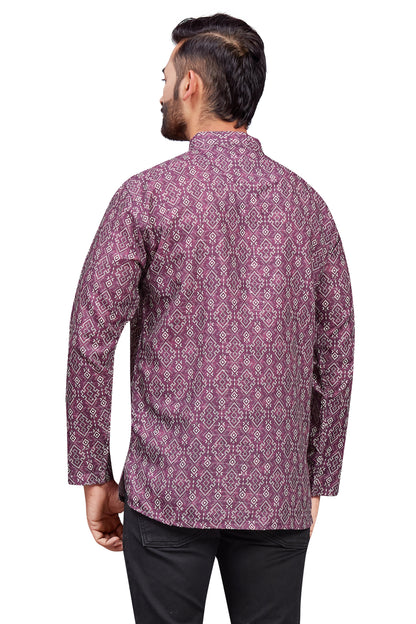 Mens Cotton Silk Printed Kurta - Roop Darshan