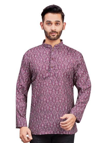 Mens Cotton Silk Printed Kurta - Roop Darshan