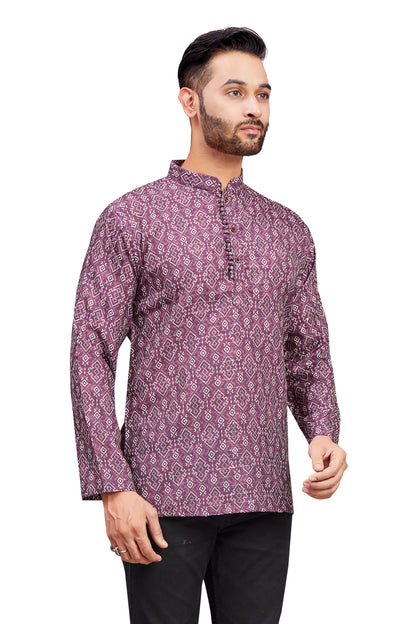 Mens Cotton Silk Printed Kurta - Roop Darshan