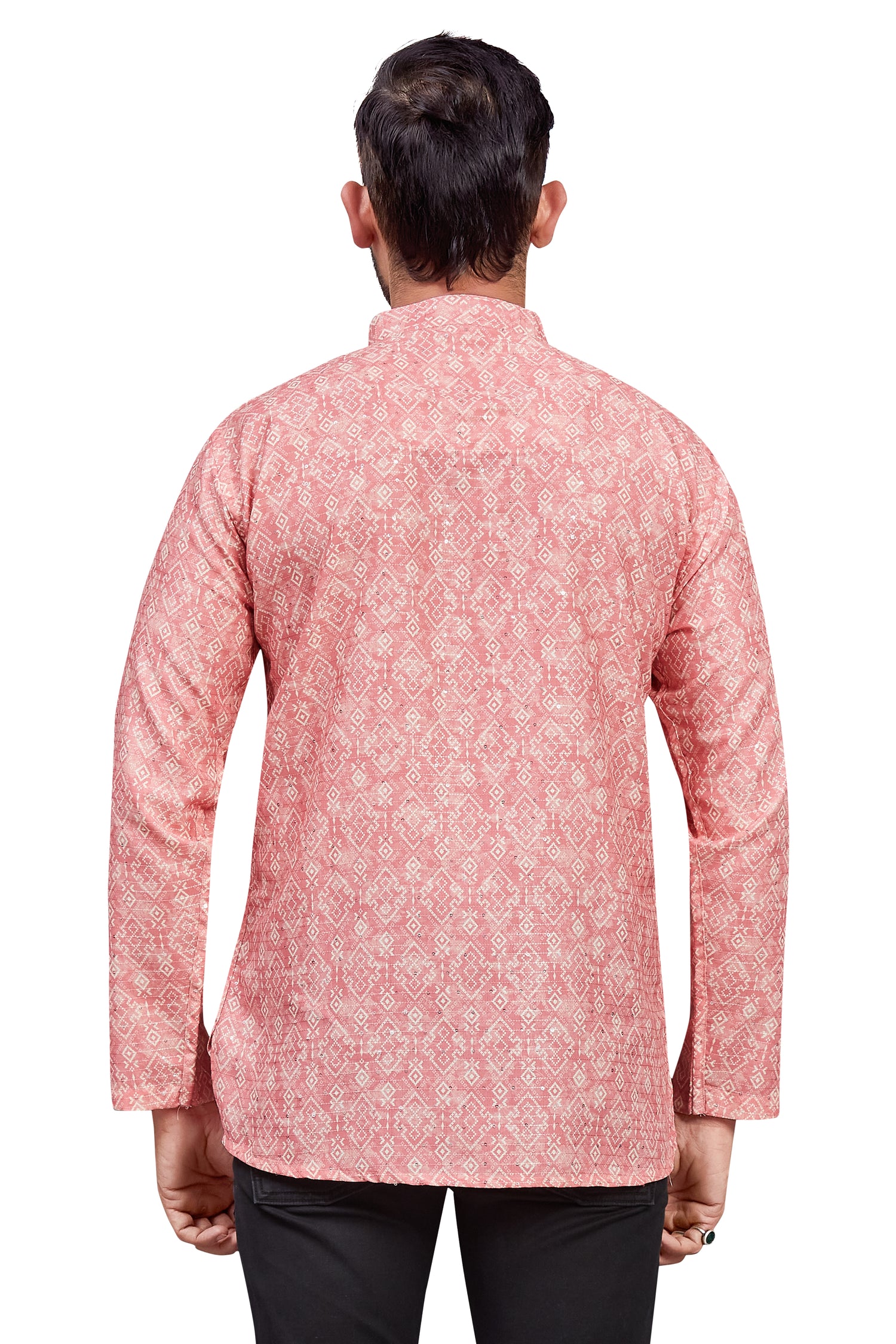 Mens Cotton Silk Printed Kurta - Roop Darshan