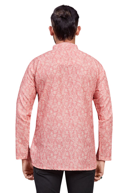 Mens Cotton Silk Printed Kurta - Roop Darshan