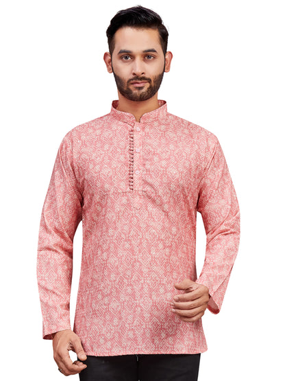 Mens Cotton Silk Printed Kurta - Roop Darshan