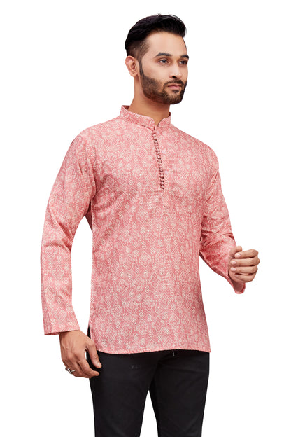 Mens Cotton Silk Printed Kurta - Roop Darshan