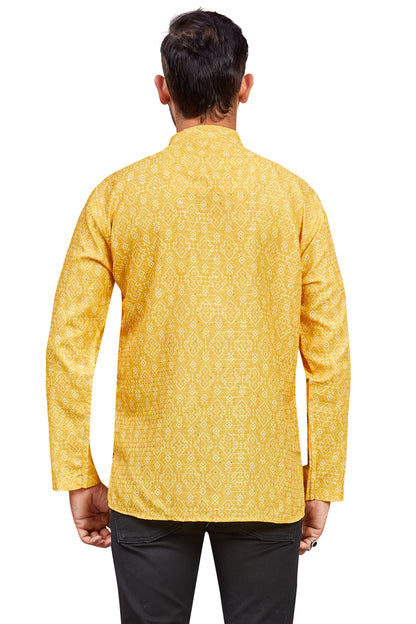 Mens Cotton Silk Printed Kurta - Roop Darshan