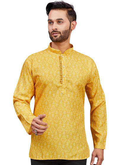 Mens Cotton Silk Printed Kurta - Roop Darshan