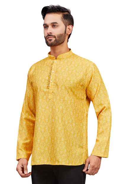 Mens Cotton Silk Printed Kurta - Roop Darshan