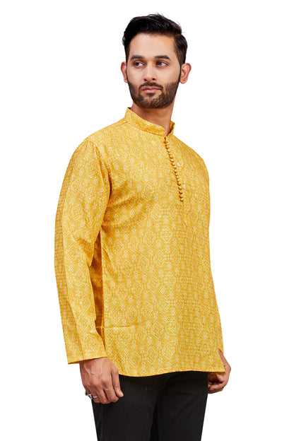 Mens Cotton Silk Printed Kurta - Roop Darshan