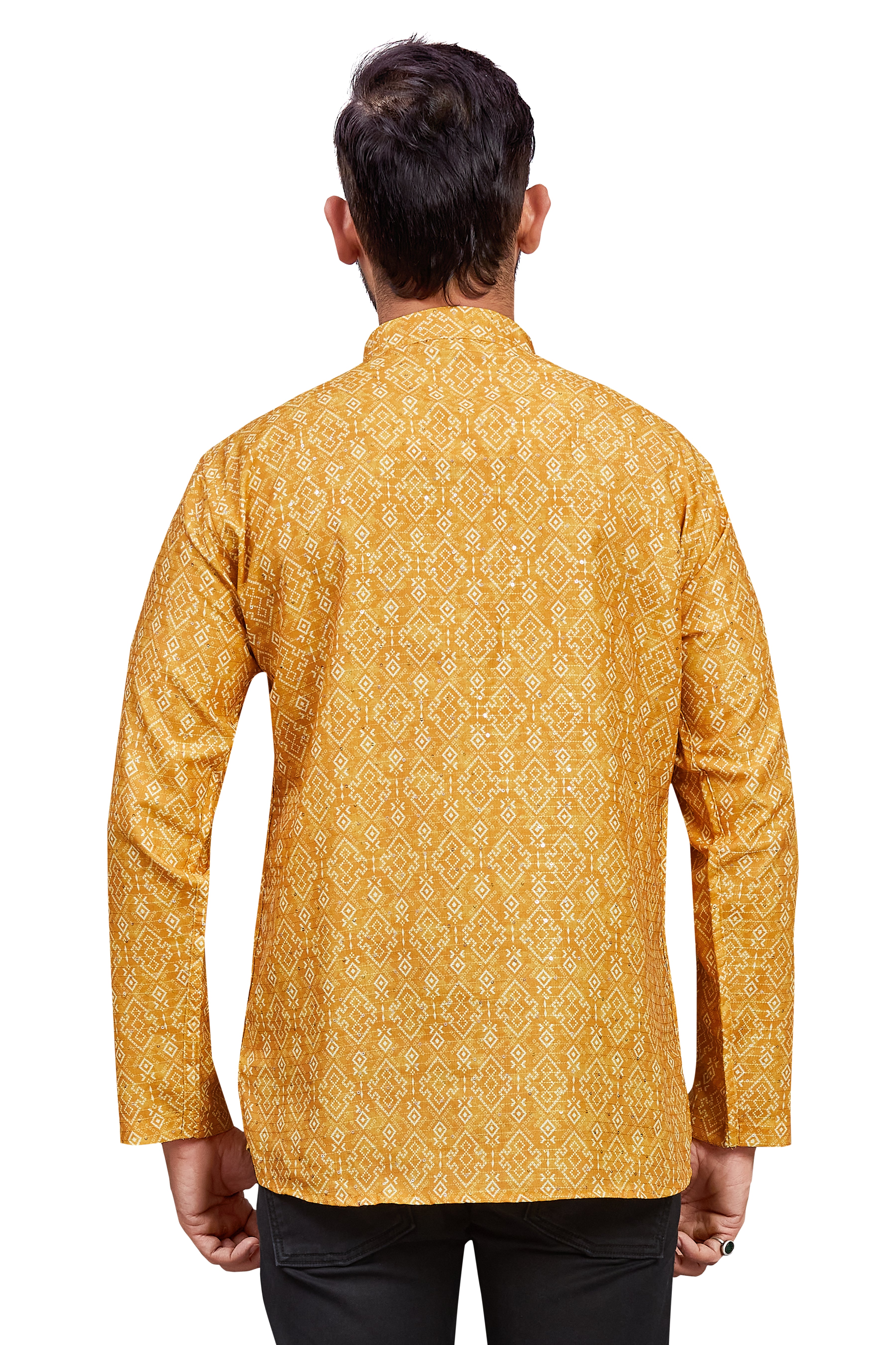 Mens Cotton Silk Printed Kurta - Roop Darshan