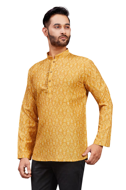 Mens Cotton Silk Printed Kurta - Roop Darshan