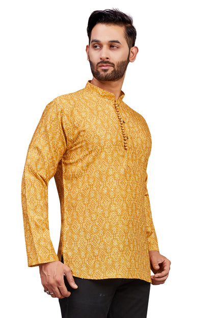 Mens Cotton Silk Printed Kurta - Roop Darshan