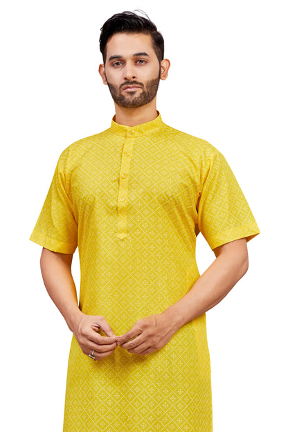 Mens Cotton Printed Kurta - Roop Darshan