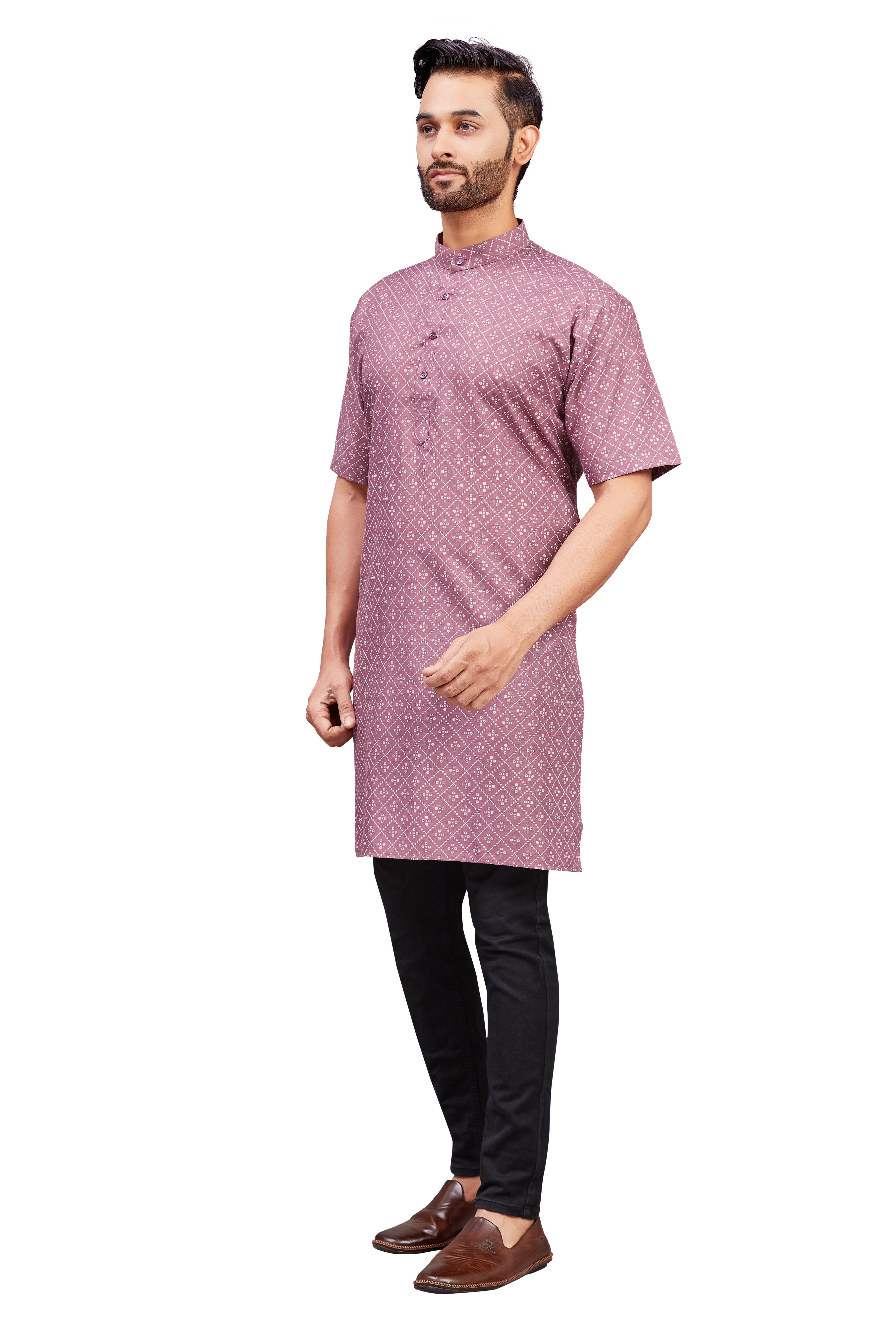 Mens Cotton Printed Kurta - Roop Darshan