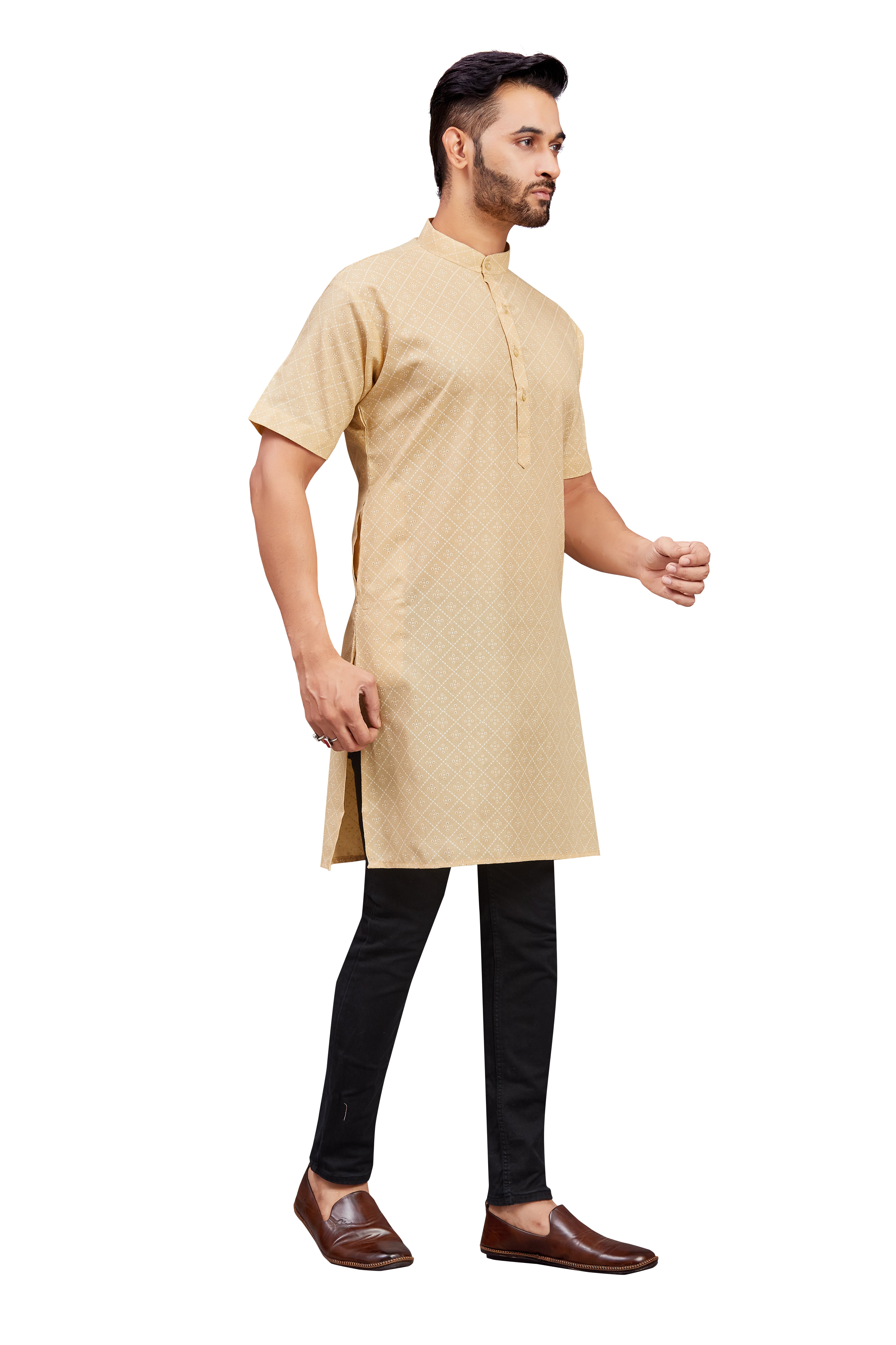 Mens Cotton Printed Kurta - Roop Darshan