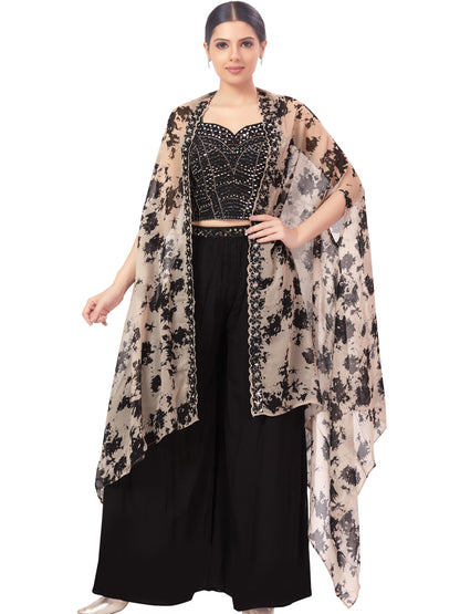 Charu Palazzo Suit With Cape - Roop Darshan