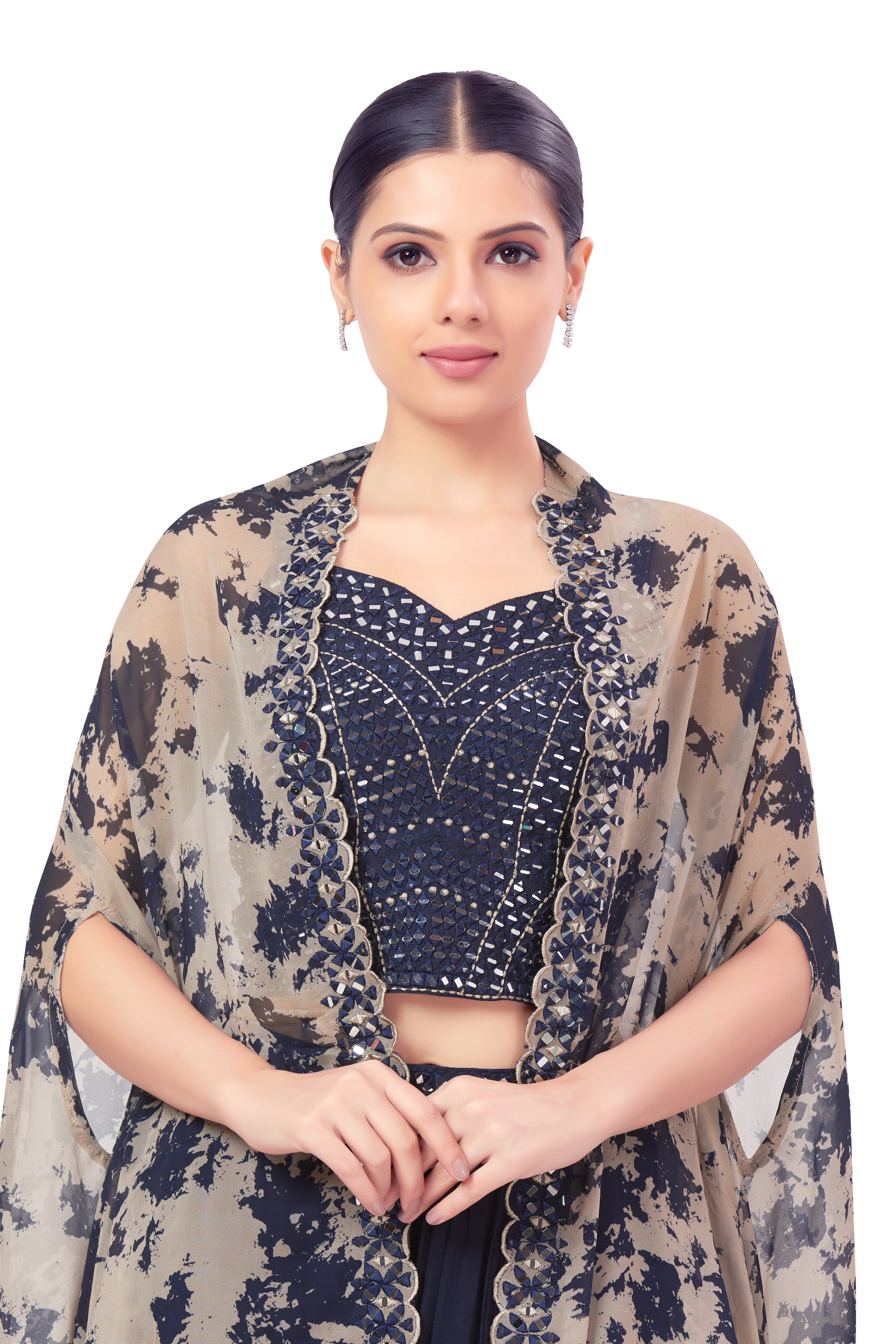 Charu Palazzo Suit With Cape - Roop Darshan