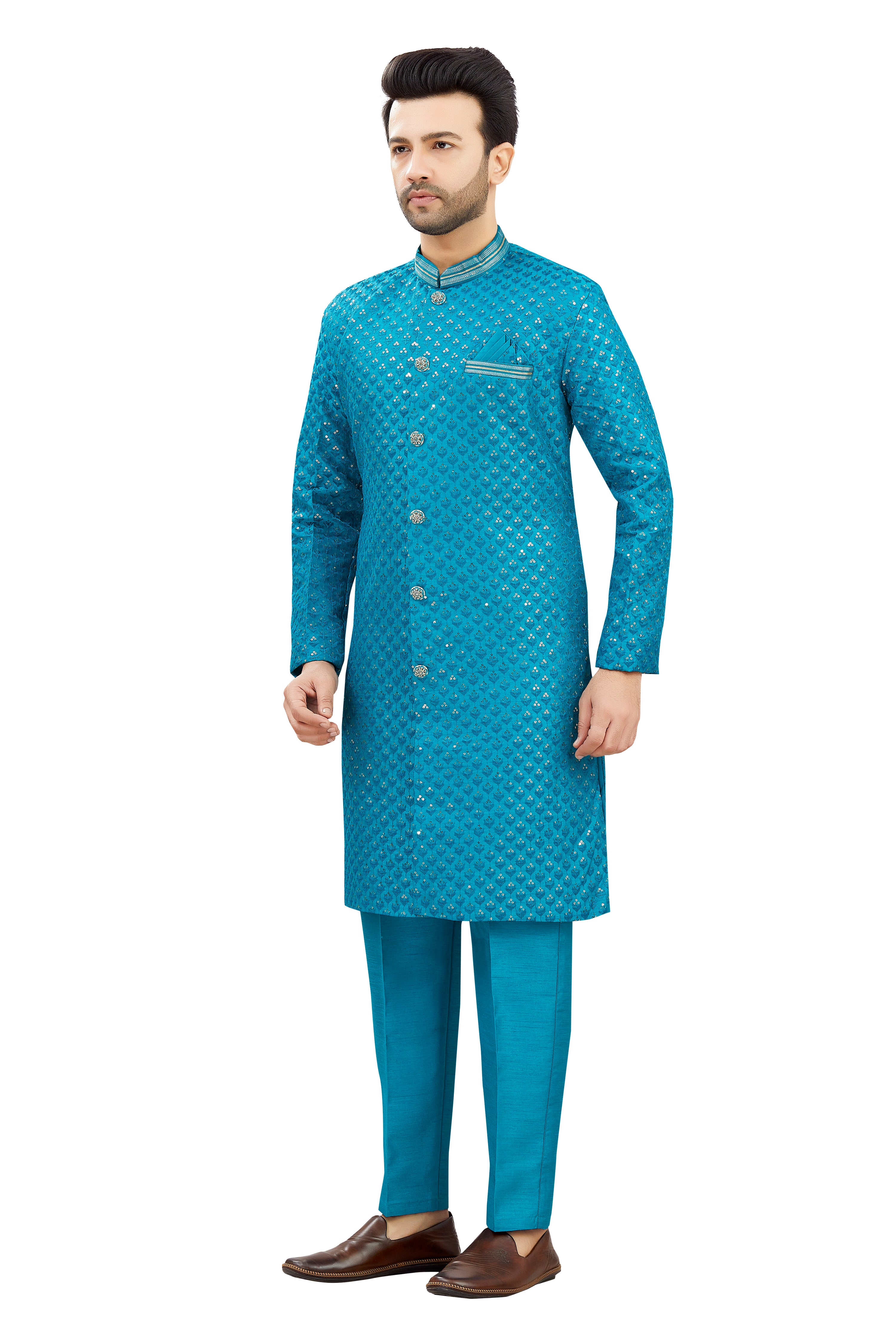 Mens Tiki Resham Embroidered Work Kurta Set - Roop Darshan