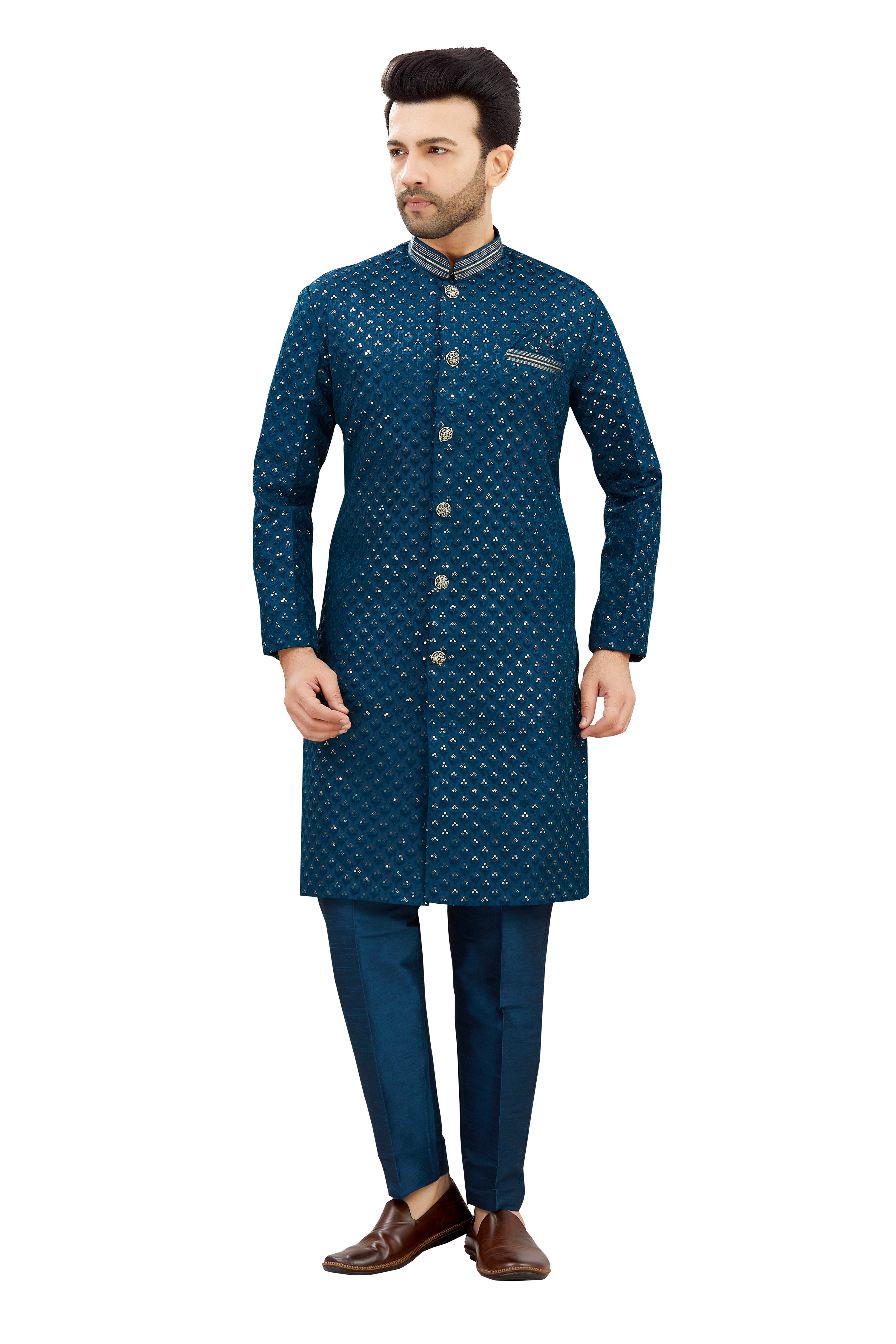 Mens Tiki Resham Embroidered Work Kurta Set - Roop Darshan