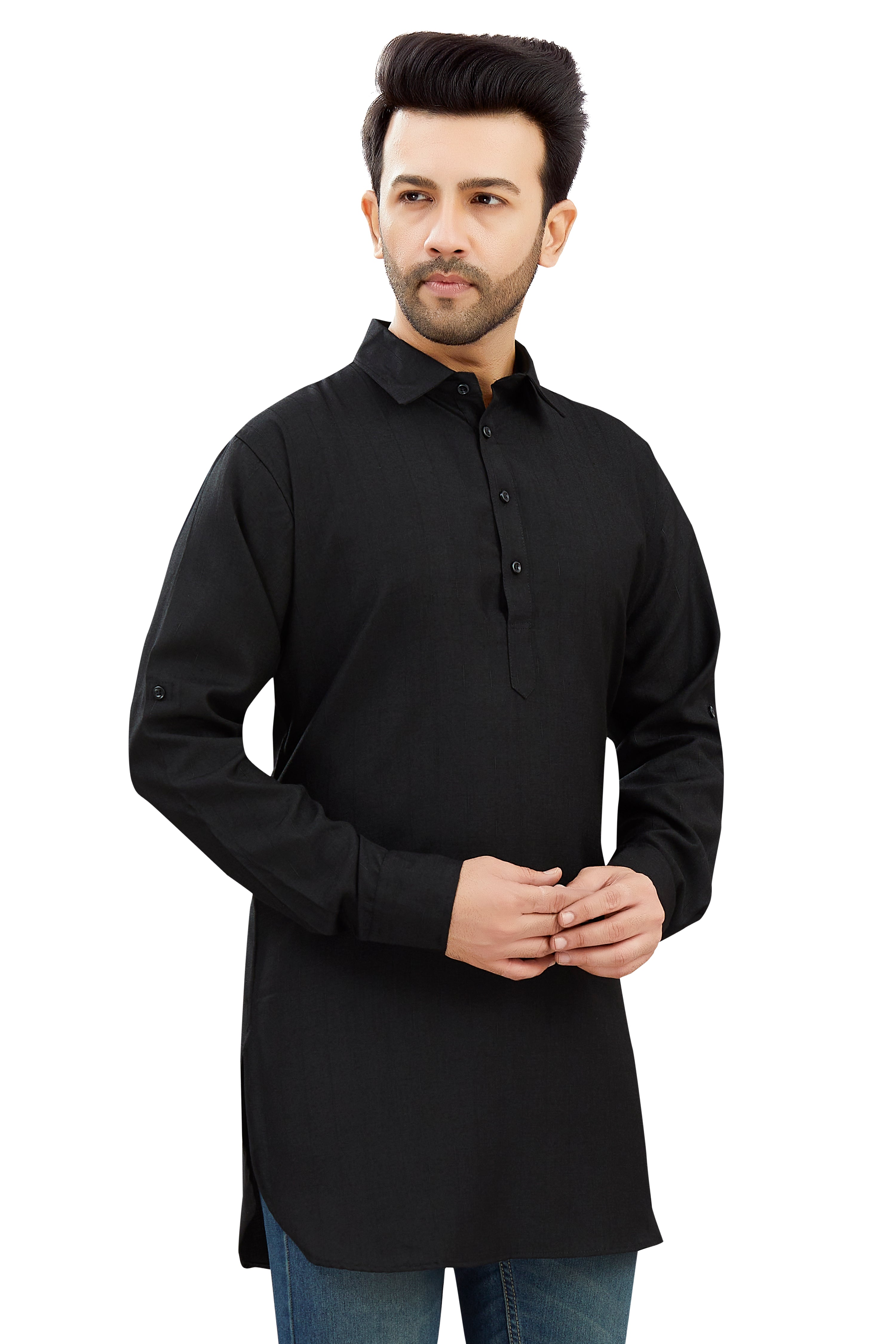 Mens Cotton Silk Plain Kurta - Roop Darshan