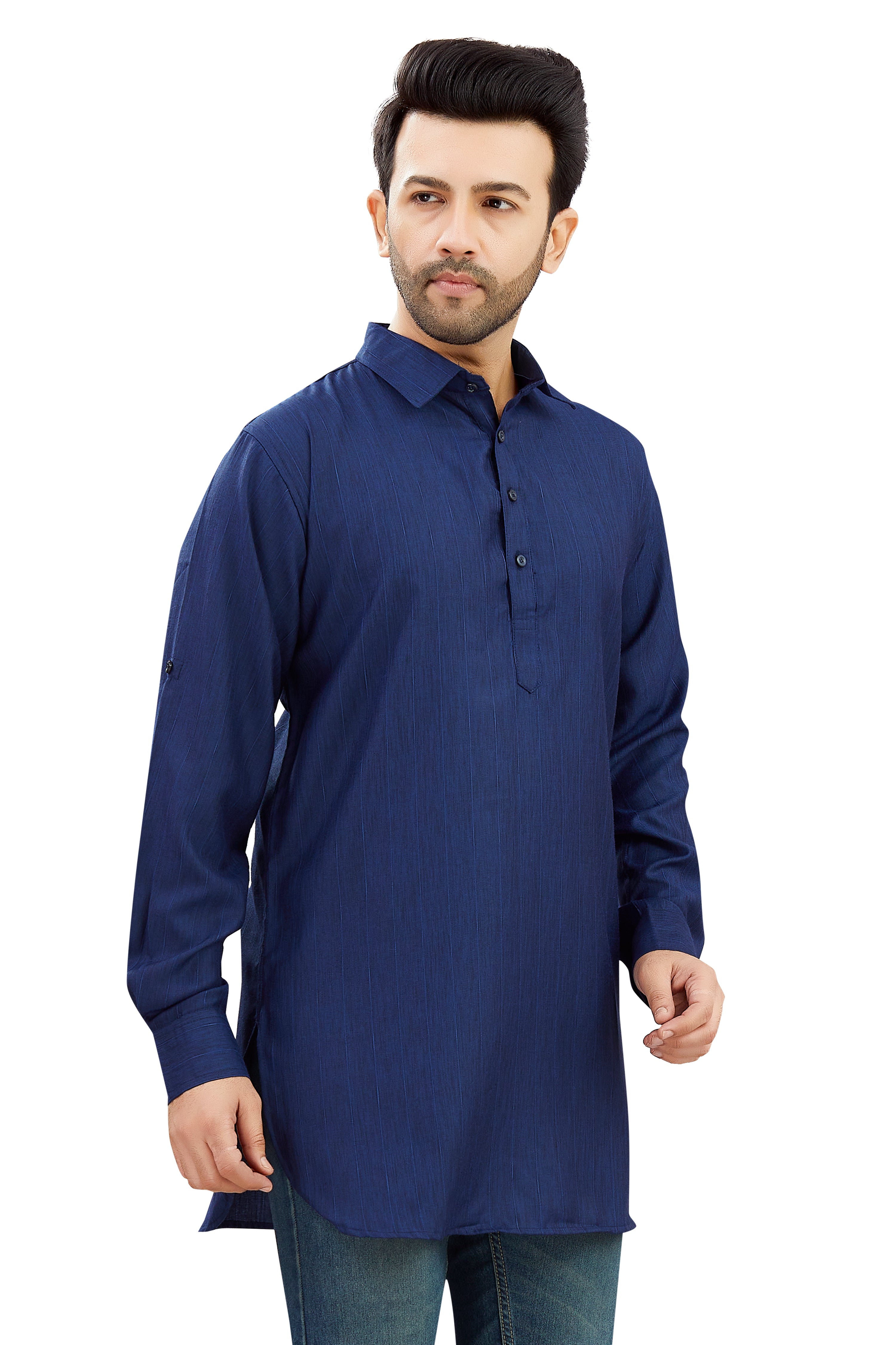 Mens Cotton Silk Plain Kurta - Roop Darshan